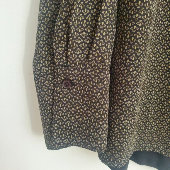 LOFT Outlet Casual Tunic Blouse Top Green & Black Geo Floral Pattern Flowy Soft - Picture 2 of 7